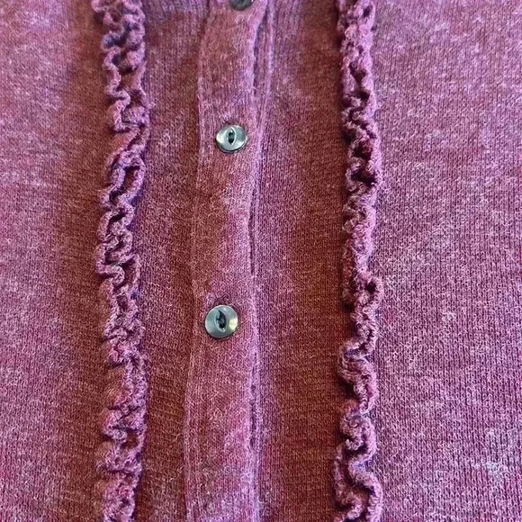 J. Crew | 90’s Mauve Wool Blend Cardigan w/Ruffle Detail - Picture 3 of 6